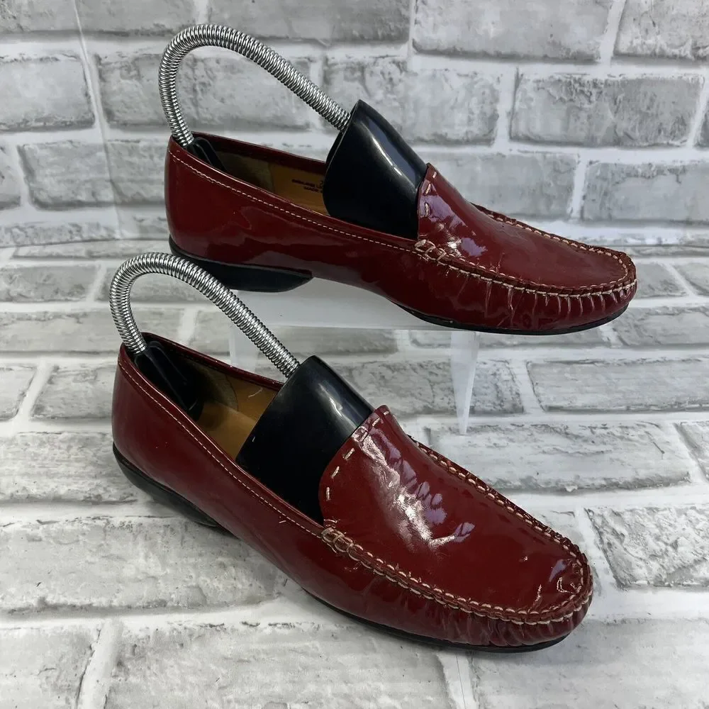 Talbots Women's Size 7 B Red Patent Leather Slip On Loafers Shoes